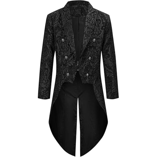 Herren Steampunk Vintage Frack Jacke Gothic Viktorianischen Gehrock Kostüm Mittelalter Kleidung, Form 1, XXL Herren Steampunk Vintage Frack Jacke Gothic Viktorianischen Gehrock Kostüm Mittelalter Kleidung, Form 1, XXL von Generisch