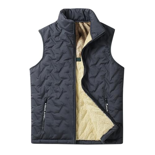 Herren Steppweste Bodywarmer Winter Fleece Gefütterte Weste mit Reißverschluss Isolierte Warme Ärmellose Jacke Leichte Wanderweste für Männer Outdoor Thermo Bodywarmer, grau, L von Generisch