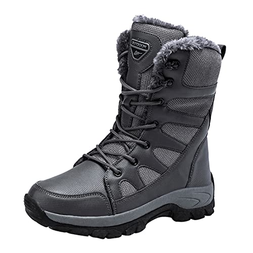Herren Stiefel Hoch, Trekking Boots Herren Wasserdicht Schneeschuhe Warm Wanderschuhe Casual Winterschuhe Pu-Leder Winterschuhe Rutschfeste Schnürstiefel Thermo Snowboots Vegan Schneestiefel von Generisch