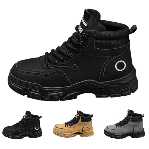 Herren Stiefeletten Leder Pu, Men Boots Winter Schnürstiefel Chunky Sole Bootsschuhe Elegant Sportlich Springerstiefel Kurzschaft Herbstschuhe rutschfeste Arbeitsstiefel Outdoor Wanderschuhe von Generisch