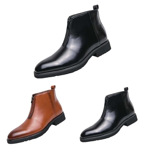 Herren Stiefeletten Mit Reißverschluss, Hiking Boots Men Waterproof Chelsea-Stiefel Elegant Wanderstiefel Kurzschaft Trekkingschuhe rutschfeste Freizeitschuhe Vintage Herbstschuhe Outdoor Desert Boot von Generisch