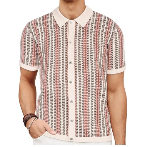 Herren Strickhemd Kurzarm Mode 2025 Sommer Gestricktes Poloshirt Urlaub Strand Tops von Generisch