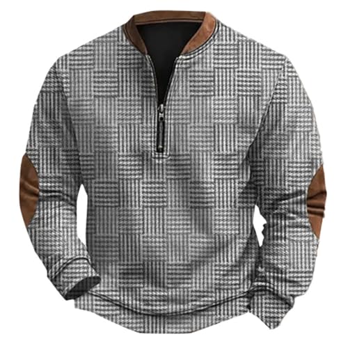 Herren-Sweatshirt, Tops, trendiger Pullover, lässig, modisch, locker, 3D-Druck, Reißverschluss, langärmelig, Kapuzenpullover, Weihnachtssweatshirt, Tops, dunkelgrau, 3XL von Generisch