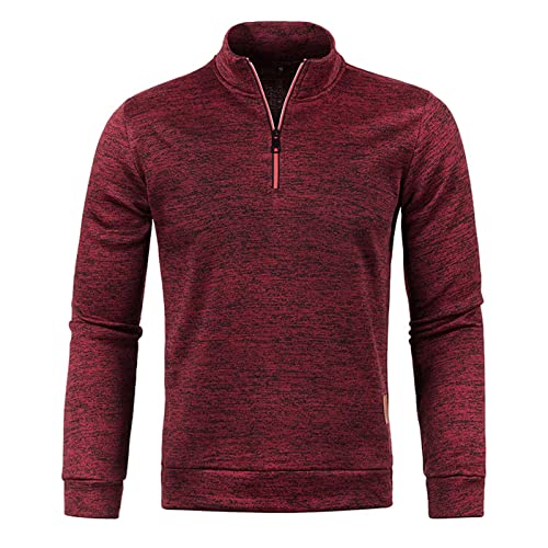 Herren Sweatshirt Basic Pullover Half Zip Sweater Microfleece Langarmshir Einfarbig Pulli Training Fleecepullover Feinstrick Winterpullover Modische Sweatshirt Langarm Arbeitspullover Männer Oberteil von Generisch