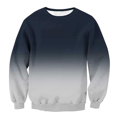 Herren-Sweatshirt | Farbverlaufs-Sweatshirt | klassischer, einfarbiger Pullover mit Rundhalsausschnitt | Langarm-Pullover | leichtes Sport-Sweatshirt | Freizeit-Pullover | Sweatshirt für lockere von Generisch