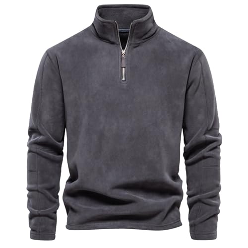 Herren Sweatshirt Pullover Basic Sweater Stehkragen Fleece-Jacke Sweatjacke Mit ReißVerschluss Pullover Herren Einfarbig Fitness-Strickpullover Sportbekleidung Streetstyle Und Alltag Fleecepullover von Generisch