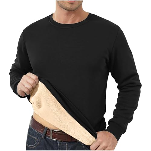 Herren Sweatshirt Winter Dickes Fleece Pullover Rundhals Gefüttert Sweater Warm Pulli Winterpullover Langarmshirts Herrenpullover Sweatshirts Arbeitspullover Pulli Weihnachts Neujahrsgeschenke von Generisch