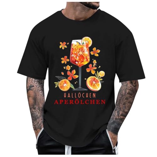 Herren T-Shirt Karneval und Fasching Hallöchen Aperölchen I Aperol Spritz Lustiges Freizeitshirt mit Cocktail Druck Leicht Top Casual Bluse Stretch Sportshirt Stilvolle Fun-T-Shirt Oberteile von Generisch