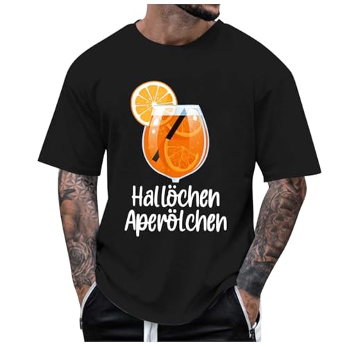 Herren T-Shirt Karneval und Fasching Hallöchen Aperölchen I Aperol Spritz Lustiges Freizeitshirt mit Cocktail Druck Leicht Top Casual Bluse Stretch Sportshirt Stilvolle Fun-T-Shirt Oberteile von Generisch