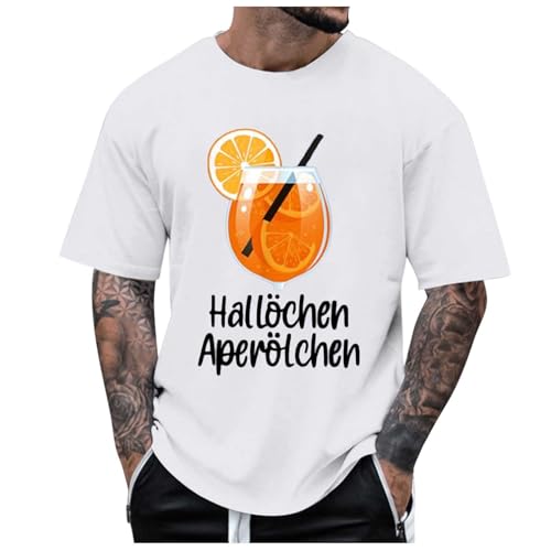Herren T-Shirt Karneval und Fasching Hallöchen Aperölchen I Aperol Spritz Lustiges Freizeitshirt mit Cocktail Druck Leicht Top Casual Bluse Stretch Sportshirt Stilvolle Fun-T-Shirt Oberteile von Generisch