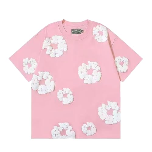 Herren T-Shirt und Shorts Set Zweiteiler Sommer Outfit Loose Sport Kleidung Trainingsanzug Jogginganzug Kurzarm Rundhals Y2K Hip Hop Damen Baumwollkranz Druck Hausanzug Freizeitanzug Loungewear von Generisch