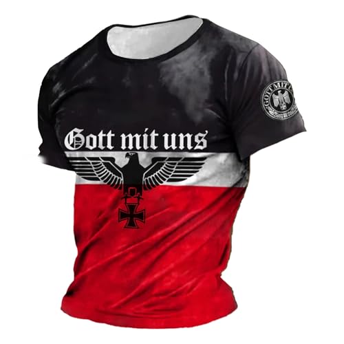Herren T-Shirts Deutsches Veteranen Sommershirts Baumwolle Rundhals Kurzarmshirts Bodybuilding Gym Sportshirt Cooles Design Freizeitshirt von Generisch