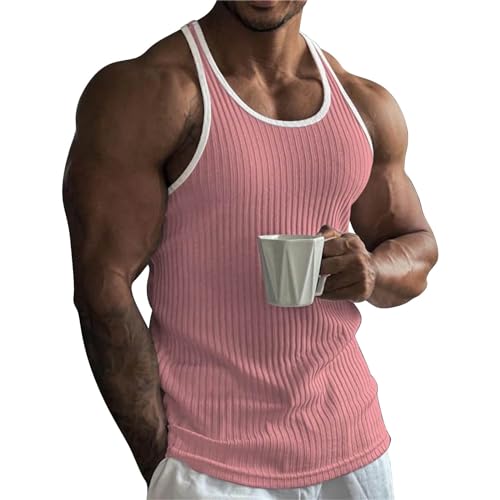 Herren Tank Top Rundhals Shirt Baumwolle Ärmellos Muskelshirt Gym Lässig Tank Top Mode Men Tanktop Leicht Atmungsaktiv Unterhemd Einfarbige Muscle Shirt Tankshirt von Generisch