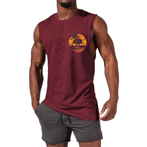 Herren Tank Top Sommer Neuheit Ärmelloses Baumwoll Shirt mit Technologie Modisches Muskelshirt für Sport Strand Stadt Tanktop Gym Herren von Generisch