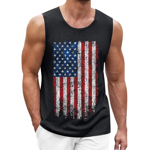 Herren Tank Tops Leicht Achselshirt Ärmellos Quick Dry Sport T-Shirt Laufen Fitness Atmungsaktiv Tankshirts Sommer Outdoor Funktionsshirt - Amerika Flagge USA Flag United States of America Vintage von Generisch