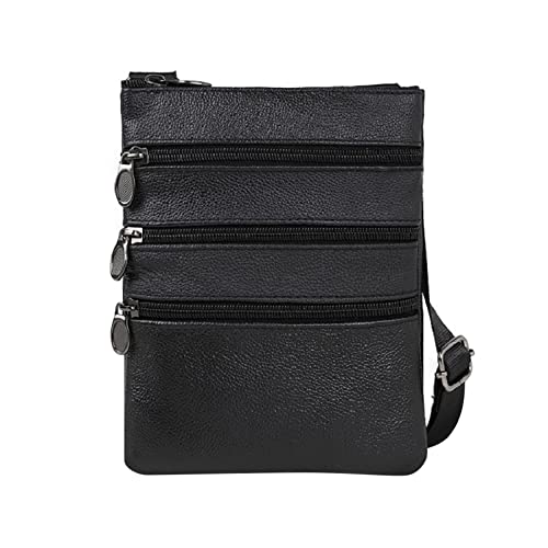 Herren Tasche Einfache Solide Leder Mode Schultertasche Casual Fashion Messenger Bag Nylon Schultertasche, Schwarz , Einheitsgröße von Generisch