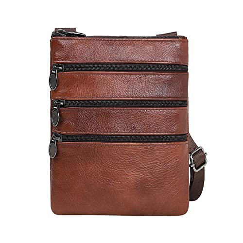 Herren Tasche Einfache Solide Leder Mode Schultertasche Casual Fashion Messenger Bag Nylon Schultertasche, braun, Einheitsgröße von Generisch