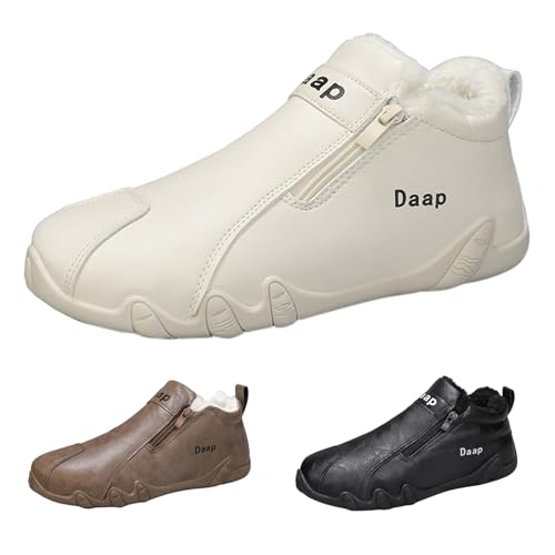 Herren Thermo Turnschuhe Half Zip Fleece Schuhe Warme Herren Slip On Turnschuhe Sichere Foothold Walking Schuhe Rutschfeste Winterstiefel Outdoor Trekking Sneakers mit Warm Gepolstert Low Top von Generisch
