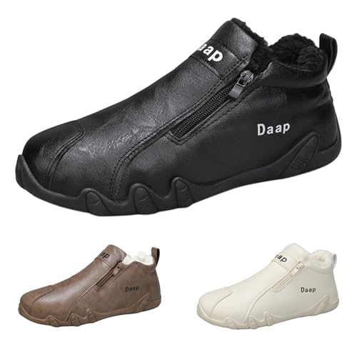 Herren Thermo Turnschuhe Half Zip Fleece Schuhe Warme Herren Slip On Turnschuhe Sichere Foothold Walking Schuhe Rutschfeste Winterstiefel Outdoor Trekking Sneakers mit Warm Gepolstert Low Top von Generisch