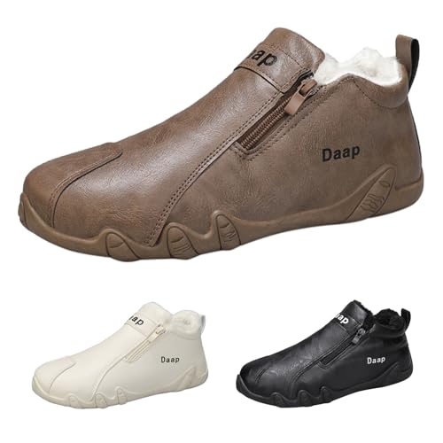 Herren Thermo Turnschuhe Half Zip Fleece Schuhe Warme Herren Slip On Turnschuhe Sichere Foothold Walking Schuhe Rutschfeste Winterstiefel Outdoor Trekking Sneakers mit Warm Gepolstert Low Top von Generisch