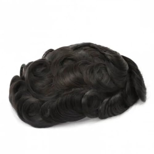 Herren-Toupet-Mono-Perücke, 130 % Dichte, 100 % Echthaar, langlebig, Prothese, Toupet, 15,2 cm, Haarersatzsystem, glatt, 7 x 9 # 130 # 1B Herren-Toupet-Mono-Perücke, 130 % Dichte, 100 % Echthaar, langlebig, Prothese, Toupet, 15,2 cm, Haarersatzsystem, glatt, 7 x 9 # 130 # 1B von Generisch