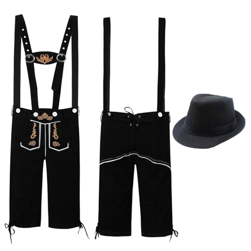 Herren Trachten Lederhose Kurz Übergröße Shorts Braun Oktoberfest Trachte-Lederhosen Kostüm Bayernhose Veloursleder Erwachsene Mit Trägern Motorrad Für Dress Up Party Und Bierfest L M XXL Khaki Rot von Generisch