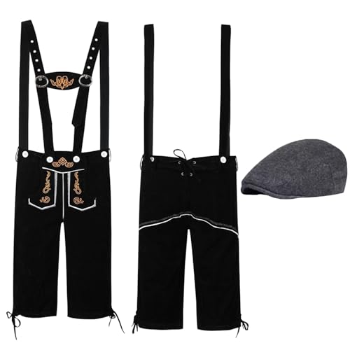 Herren Trachten Lederhose mit Träger - Kniebund Trachtenlederhose - Oktoberfest Tracht Hose braun Gr. M-3XL von Generisch