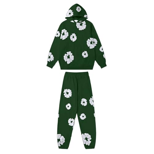 Herren Tracksuit 2 Piece Unisex Damen Trainingsanzug Y2K Hip Hop Streetwear Hoodie Sportanzug Sporthose Buchstaben Druck Lose Sweatshirt von Generisch