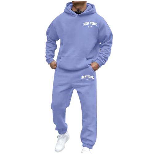 Herren Trainingsanzug 2 Teilig Set Jogginghose und Sport-Kapuzenpullover-Set Sportlich Tracksuit Freizeitanzug Herbst Winter Warm Sportanzug Oversized Hausanzug Luftige Lockere Sweatsuit Sets von Generisch
