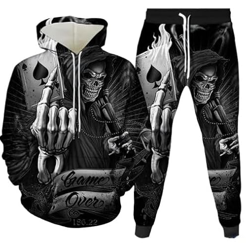 Herren-Trainingsanzug mit Kapuze, sportlich, Halloween, lässig, Jogginganzug, Trainingsanzug für Damen, W-06, L Herren-Trainingsanzug mit Kapuze, sportlich, Halloween, lässig, Jogginganzug, Trainingsanzug für Damen, W-06, L von Generisch