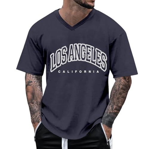 Herren Tshirts Oversize T Shirt Männer Herren V Ausschnitt Shirt mit Los Angeles Grafik Atmungsaktiv Sportshirts Locker Kurzarmshirt Große Streetwear Baumwolle Sportshirt Herren Tshirts Oversize T Shirt Männer Herren V Ausschnitt Shirt mit Los Angeles Grafik Atmungsaktiv Sportshirts Locker Kurzarmshirt Große Streetwear Baumwolle Sportshirt von Generisch