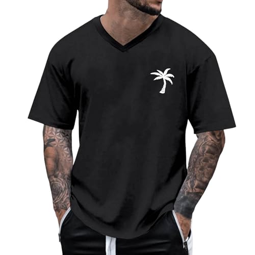Herren Tshirts Oversize T Shirt Männer V Ausschnitt Herren mit Kokosnussbaum Drucken Atmungsaktiv Sportshirts Locker Kurzarmshirt Große Cooles Design Sommer Freizeitshirt Herren Tshirts Oversize T Shirt Männer V Ausschnitt Herren mit Kokosnussbaum Drucken Atmungsaktiv Sportshirts Locker Kurzarmshirt Große Cooles Design Sommer Freizeitshirt von Generisch