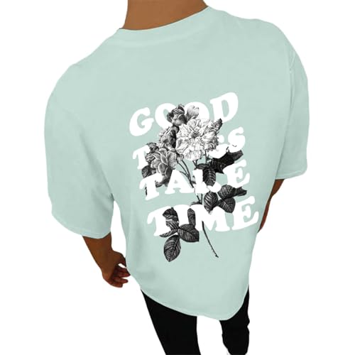 Herren Tshirts Sommer T-Shirt Oversize Rundhals Kurzarm T Shirt mit Backprint Vintage Drucken Übergroßes Oberteile Kühlung Atmungsaktiv Coole Kurzarmshirt Streetwear Baumwolle Sportshirt von Generisch