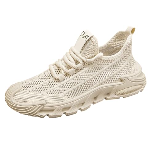 Herren Turnschuhe Atmungsaktiv Mesh Athletic Laufschuhe Leichte Hollow Out Sportschuhe Bequem Chunky Orthopädisch Mit Weichem Fußbett Rutschfest Komfort Walking Casual Sneakers Indoor Outdoor, beige von Generisch