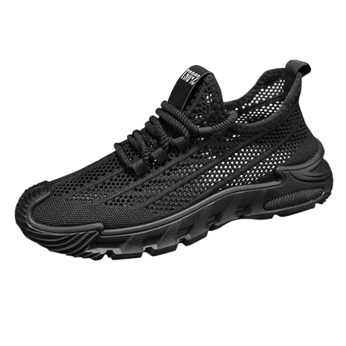 Herren Turnschuhe Atmungsaktiv Mesh Athletic Laufschuhe Leichte Hollow Out Sportschuhe Bequem Chunky Orthopädisch Mit Weichem Fußbett Rutschfest Komfort Walking Casual Sneakers Indoor Outdoor, Schwarz von Generisch