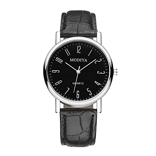 Herren Uhr Klassischer kreativer Veranstaltungskalender Römisches Band Herren Waage Dial Trend Armbanduhr Noten (Black, One Size) von Generisch
