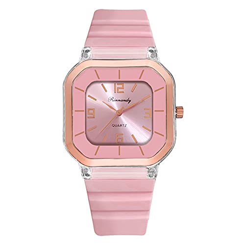 Herren Uhr Männer Analog Quarz Armband Quarz Damen Zifferblatt Damen Simples Uhr Silikon Digitaluhr Uhr Mode Damenuhr Armbanduhr Holzwerk (Pink, One Size) von Generisch