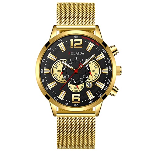 Herren Uhr Männer Edelstahl Edelstahl-Kasten-Stahlband-Quarz-analoge Armbanduhr der Art- und Weisesport-Männer Intelligente Kinderuhr Der Sport (F, One Size) von Generisch