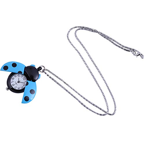 Herren Uhr Uhren Europäischer amerikanischer Schmuck Kreative kleine Marienkäfer-Taschenuhr mit Sieben Sternen Digitaluhr Damen Wasserdicht Kunststoffarmband (Blue, One Size) von Generisch