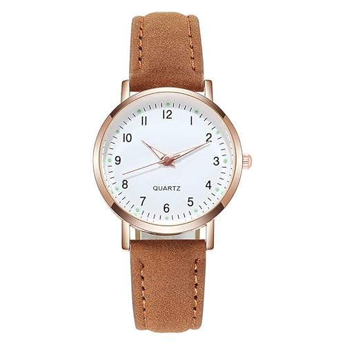 Herren-Uhre Art- Weisesportfrau-Edelstahl-Fall-Gürtel-Band-Quarz-Analog-Armbanduhr Damen Langes Armband (Brown, One Size) von Generisch