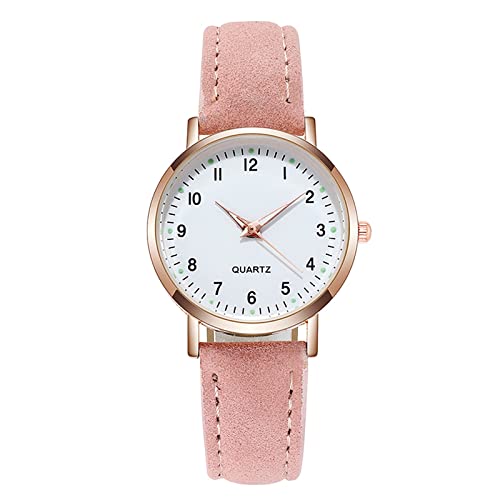 Herren-Uhre Damen-Leuchtuhr mit Gürtelwaage, Gepunktete kleine Uhr, Sternuhr, mattierter Punkt, mit römischer Damenuhr, Digitalwaage Damen Sportuhr Glitzer (Pink, One Size) von Generisch