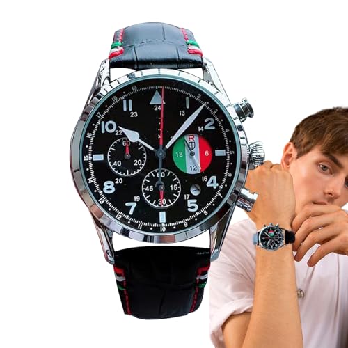 Herren Uhren - Automatisches Display | Herren Sechs-Pin-Business Round Watch | Beobachten Sie mit rostfreier Stahllegierung rund Form | Wasserdichtes Ledergurt mit Lederhandwerk mit stilvollen Accesso von Generisch