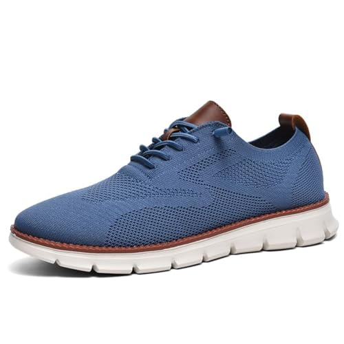 Herren Ultra Bequeme 2025 Urban Oxford Schuhe Atmungsaktives Mesh Leichte Weiche Freizeit-Sneaker, Hellblau 02, 48 EU von Generisch