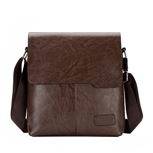 Herren Umhängetasche Ledertasche Aktentasche Kupplung Rucksack Vertikale Umhängetasche Schultergurt Für Taschen Gestreift (Brown, One Size) von Generisch