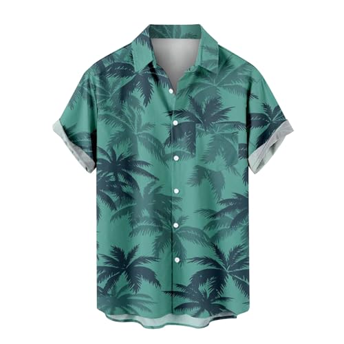 Herren Vintage Bowling Shirt 1950er Retro Rockabilly Stil Kurzarm Button Down Musik Hawaiihemden Hawaii Hemd Männer Funky Hawaiihemd Herren Kurzarm Lässig Button Down Baumwolle Hawaii-Print von Generisch