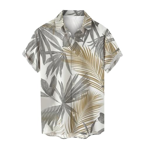 Herren Vintage Bowling Shirt 1950er Retro Rockabilly Stil Kurzarm Button Down Musik Hawaiihemden Hawaii Hemd Männer Funky Hawaiihemd Herren Kurzarm Lässig Button Down Baumwolle Hawaii-Print von Generisch