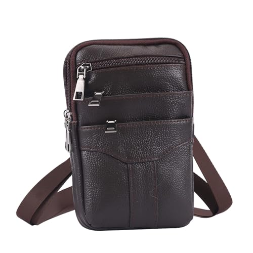 Herren Vintage Leder Schulter Messenger Bag Vielseitige Crossbody Satchel mit Sling Chest Design, Ideal für Reisen, Business, Alltag, Kaffeebraun, 1 von Generisch