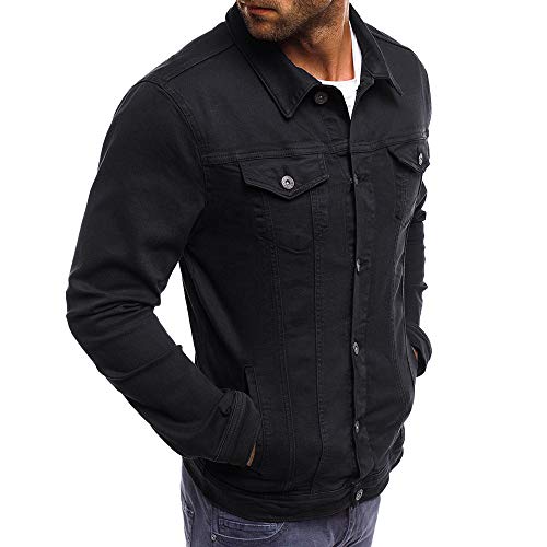 Herren Vintage Mode Jeanshemd Langarmshirts Freizeithemden mit Brusttasche Classics Washed Denim Langarmhemd Revers Button Down Hemd Loose Fit Solid Shirt für Alltag, Schwarz , L Herren Vintage Mode Jeanshemd Langarmshirts Freizeithemden mit Brusttasche Classics Washed Denim Langarmhemd Revers Button Down Hemd Loose Fit Solid Shirt für Alltag, Schwarz , L von Generisch