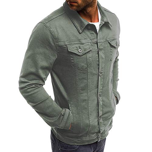 Herren Vintage Mode Jeanshemd Langarmshirts Freizeithemden mit Brusttasche Classics Washed Denim Langarmhemd Revers Button Down Hemd Loose Fit Solid Shirt für Alltag, armee-grün, XL Herren Vintage Mode Jeanshemd Langarmshirts Freizeithemden mit Brusttasche Classics Washed Denim Langarmhemd Revers Button Down Hemd Loose Fit Solid Shirt für Alltag, armee-grün, XL von Generisch
