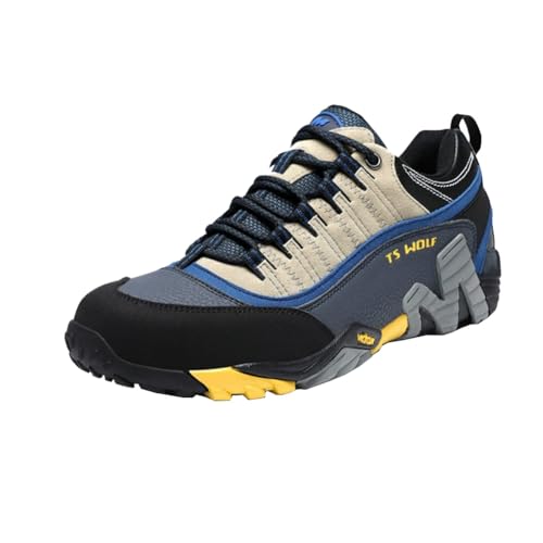 Herren Wanderschuhe aus echtem Leder atmungsaktive verschleißfeste Anti Rutsch Outdoor Wanderschuhe (Gelb,39) von Generisch